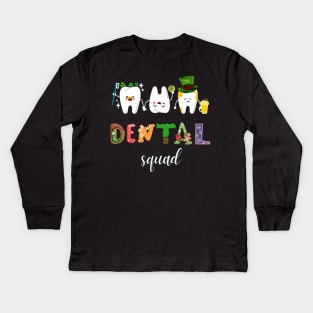 St Patricks Day Dentist Dental Hygienist Dental Squad Kids Long Sleeve T-Shirt